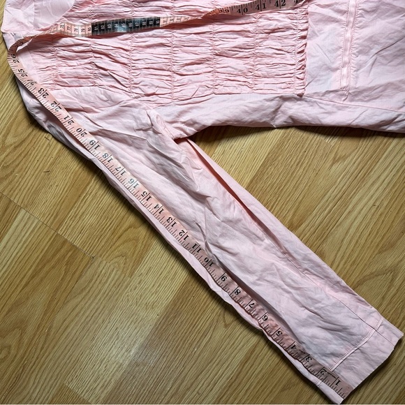 Chicos Size 1 Baby Pink Open Front Business Casual Jacket crinkle Detail Front - Picture 7 of 7